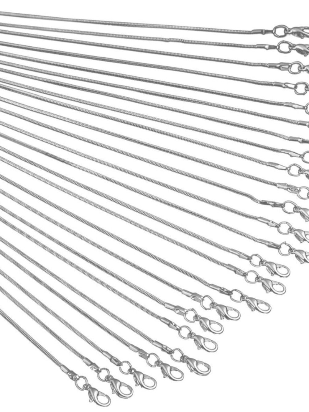 24pcs 18 Inch 925 Silver Plated 1.2mm DIY Snake Chain Charms Link Necklace With